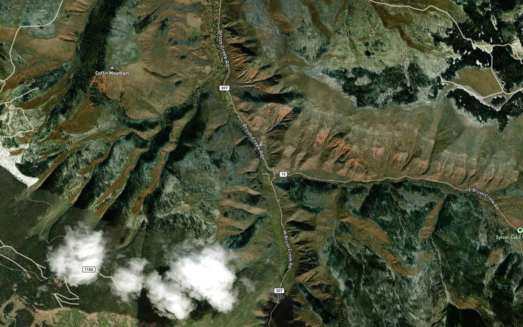Satellite map of the West Brush Creek