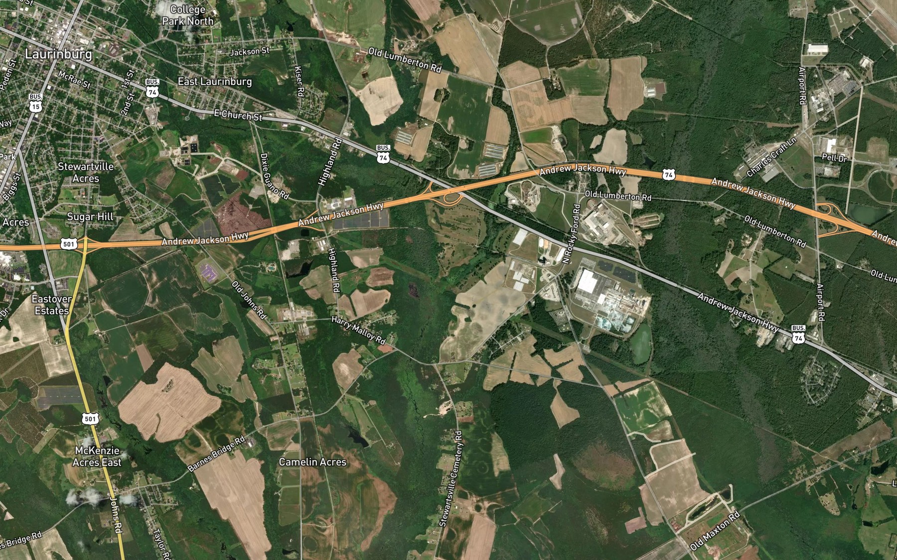 Satellite map of the McNair Fishpond