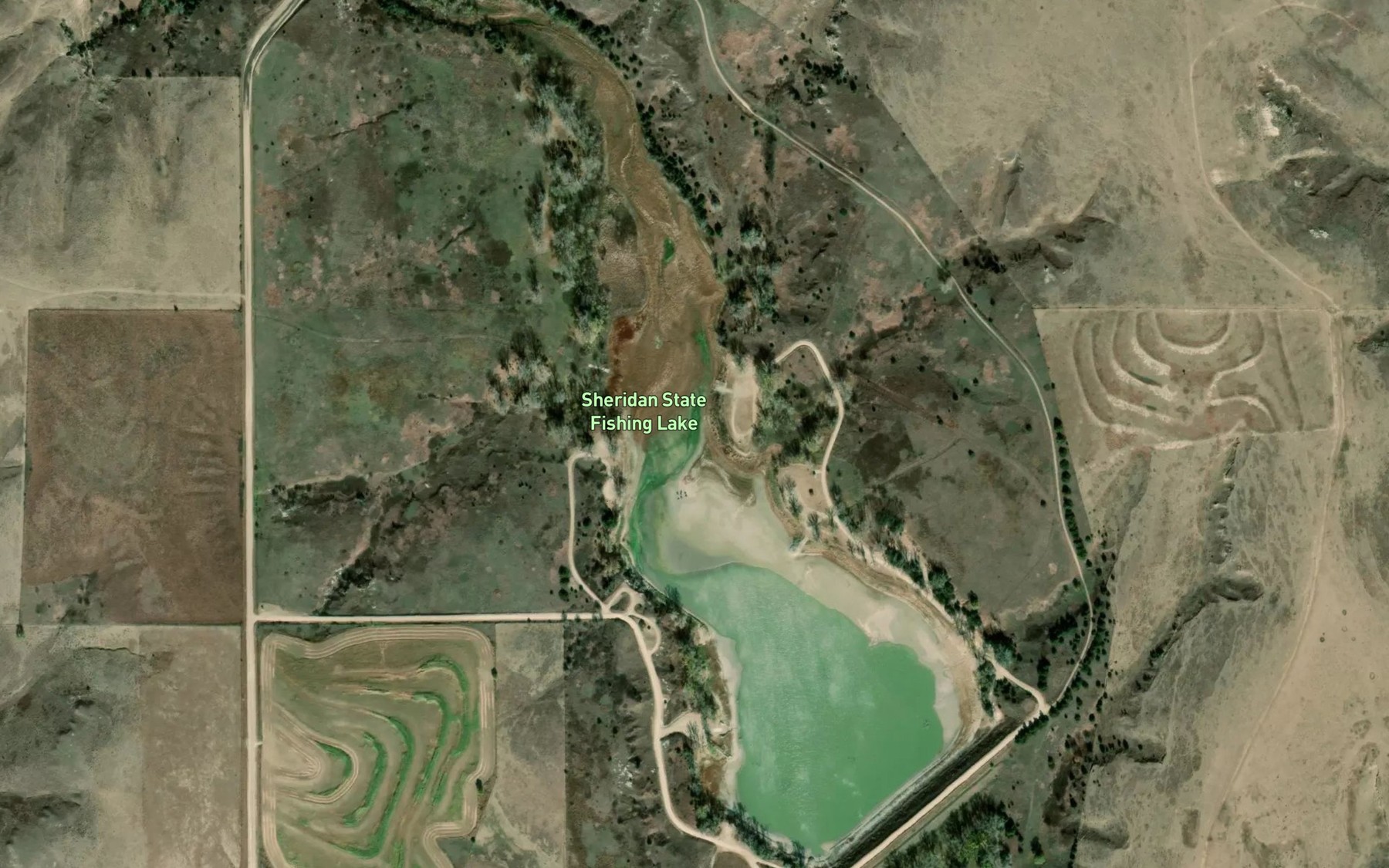 Satellite map of the Sheridan County State Lake