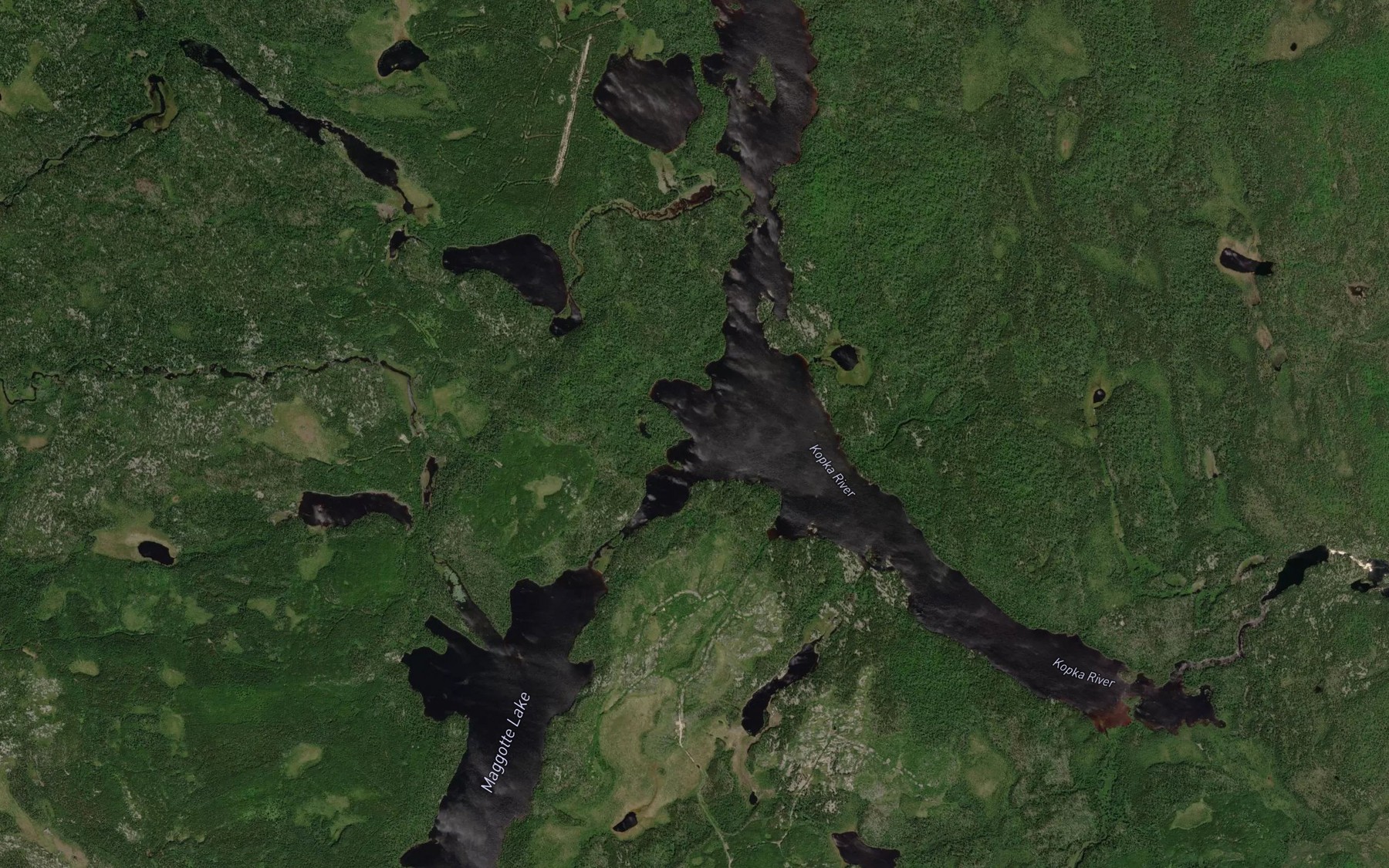 Satellite map of the Whalen River