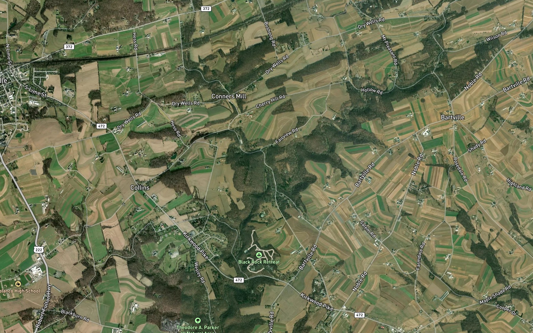 Satellite map of the Bowery Run