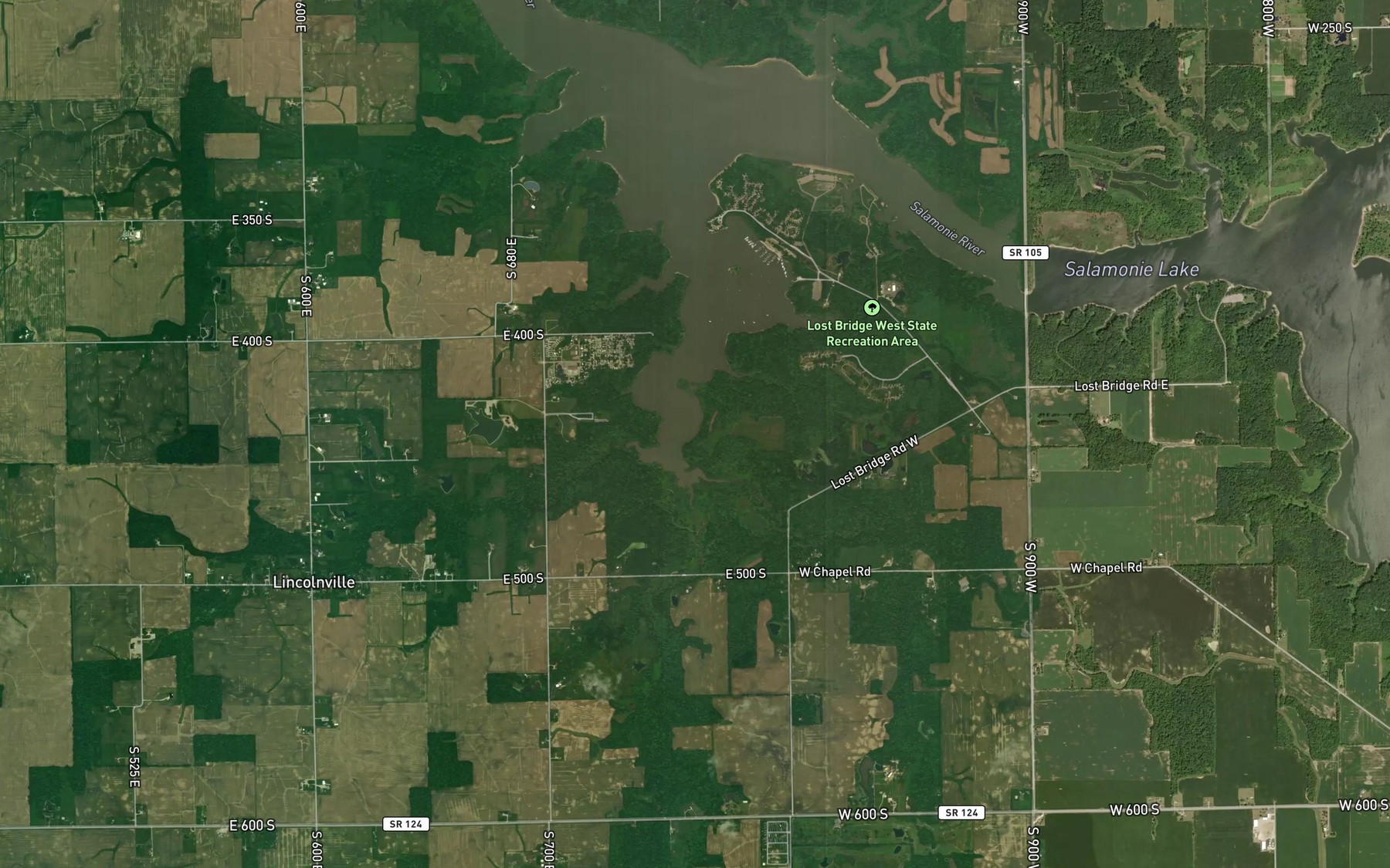 Satellite map of the Rush Creek
