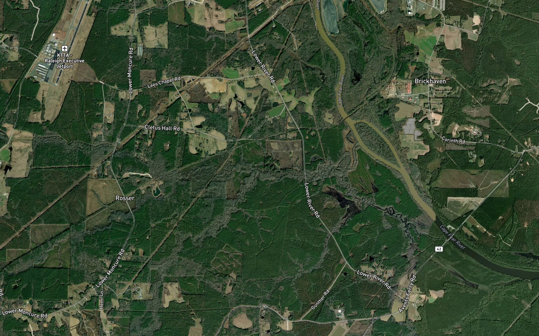 Satellite map of the Hughes Creek