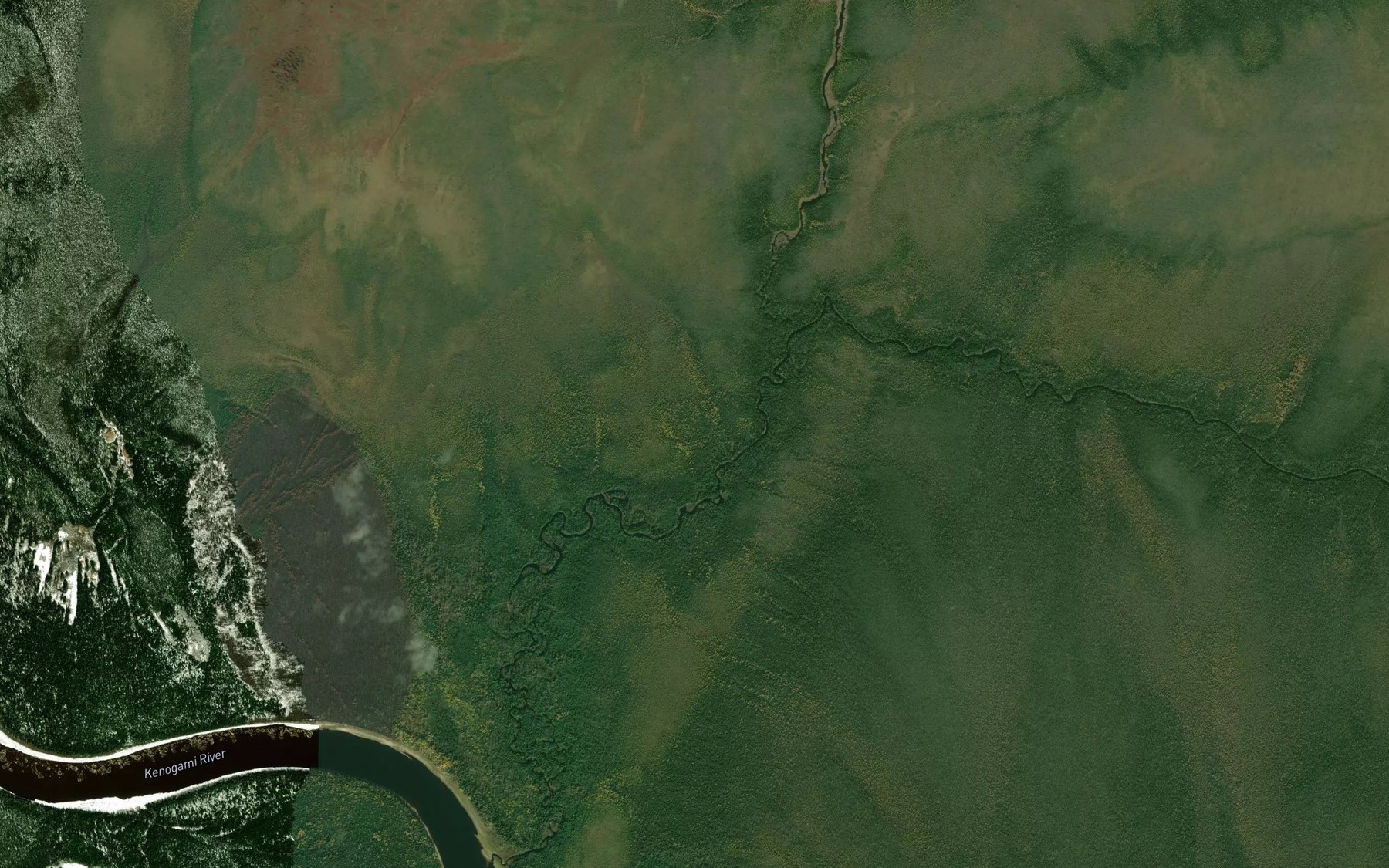 Satellite map of the Wakashi River