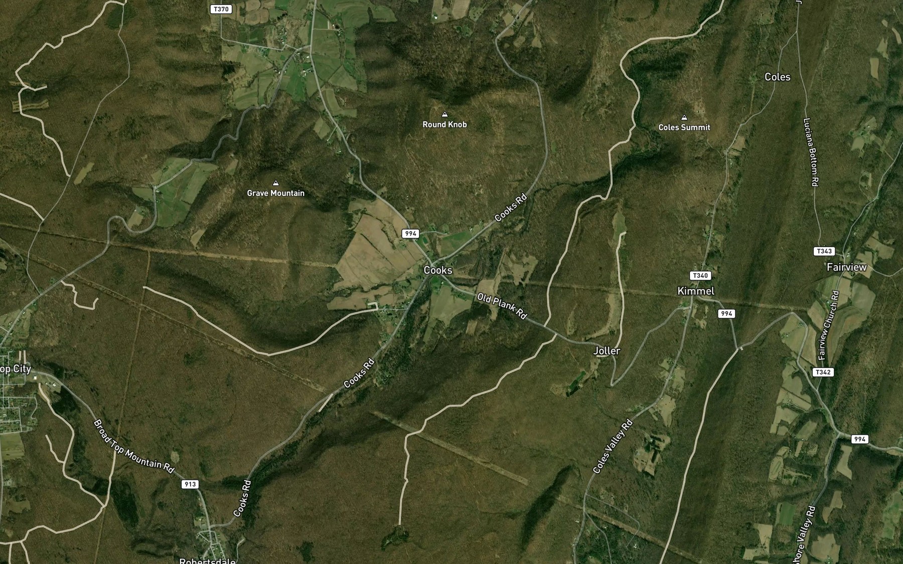 Satellite map of the Yellow Branch