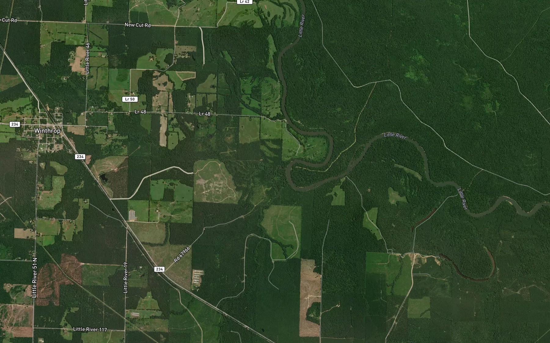 Satellite map of the Flat Creek