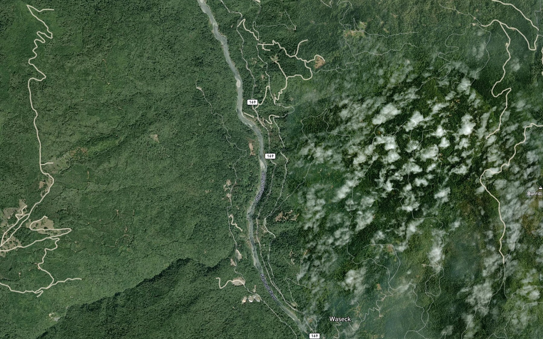 Satellite map of the Rube Creek
