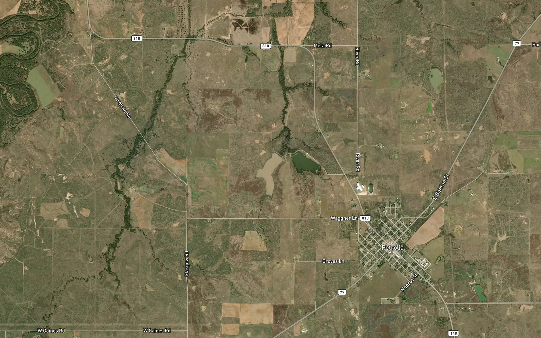 Satellite map of the Petrolia Reservoirs