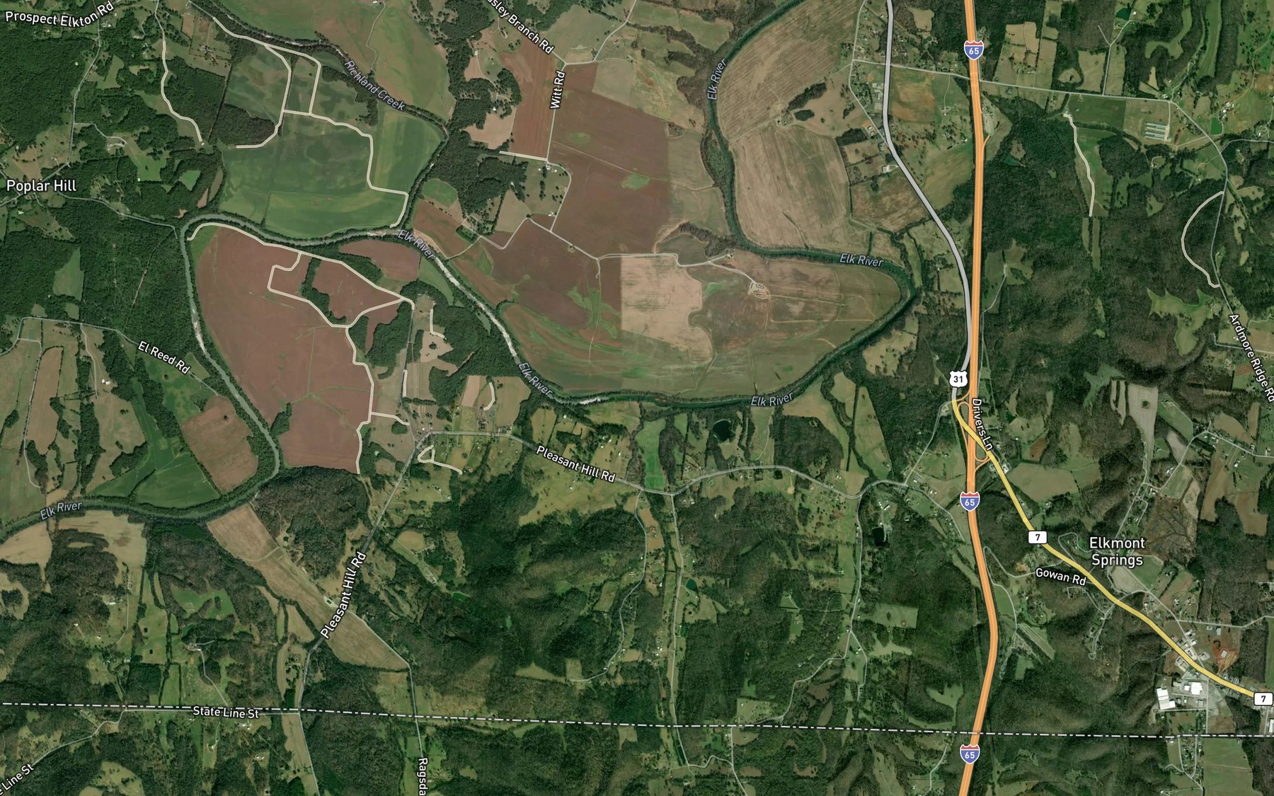 Satellite map of the Henderson Branch