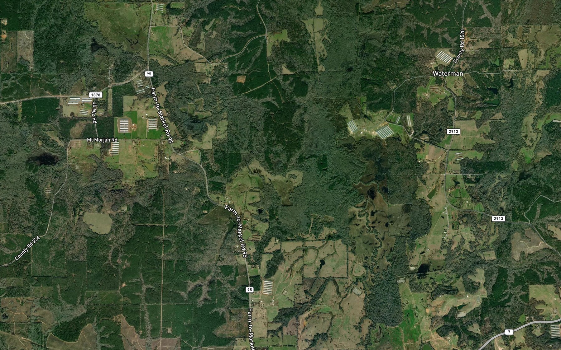 Satellite map of the Waffelow Creek