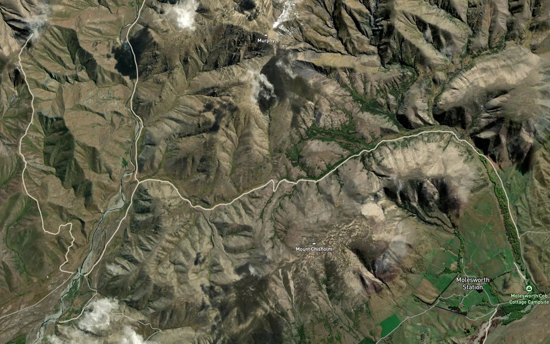 Satellite map of the Molesworth Stream