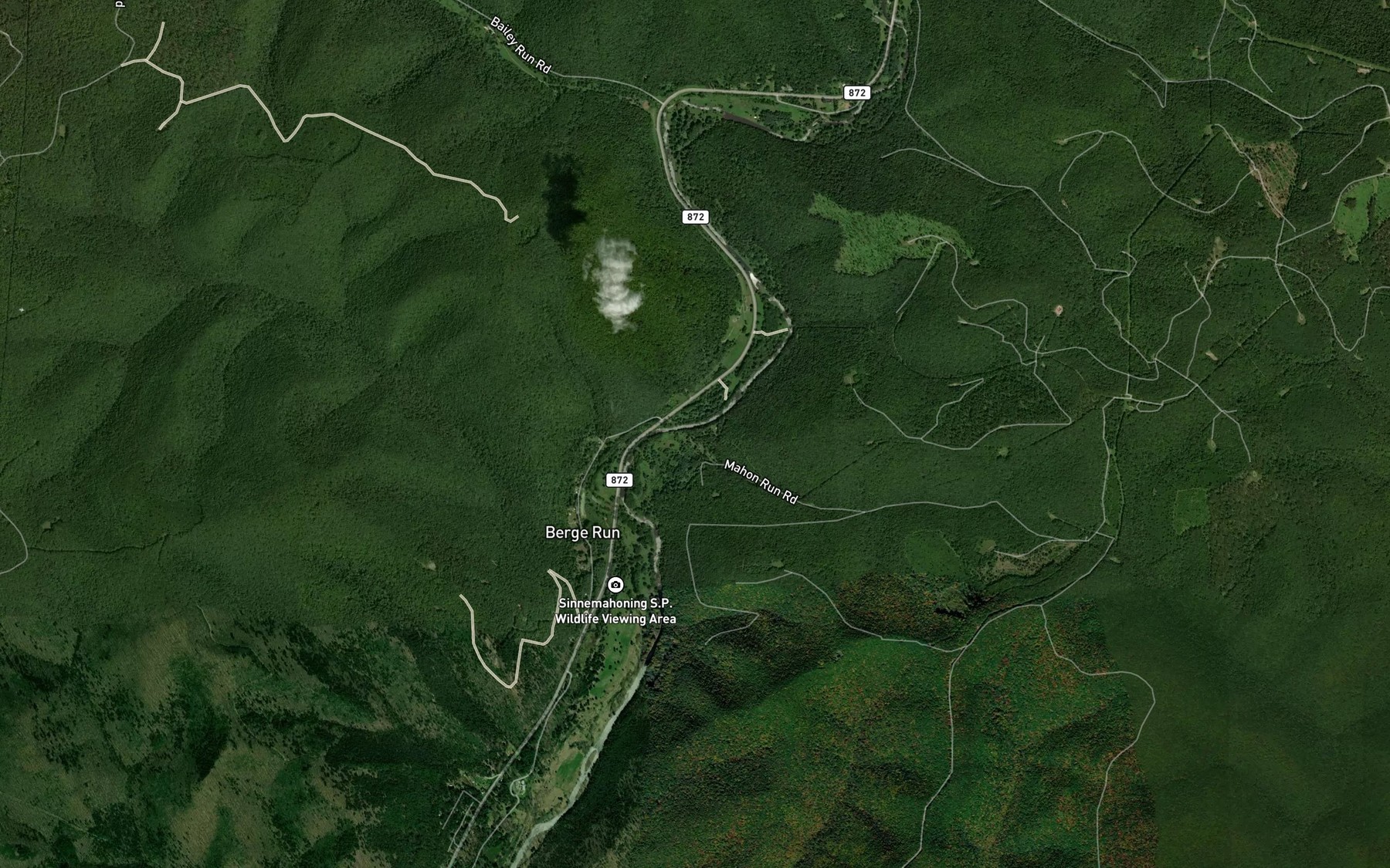Satellite map of the Mahon Run