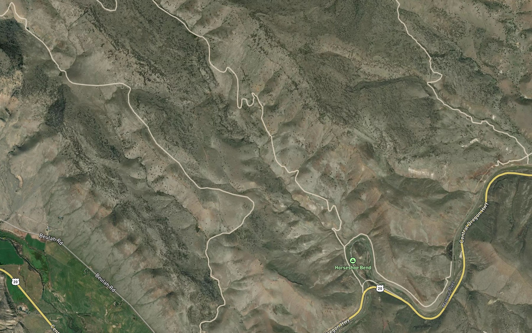 Satellite map of the Horseshoe Bend Spring