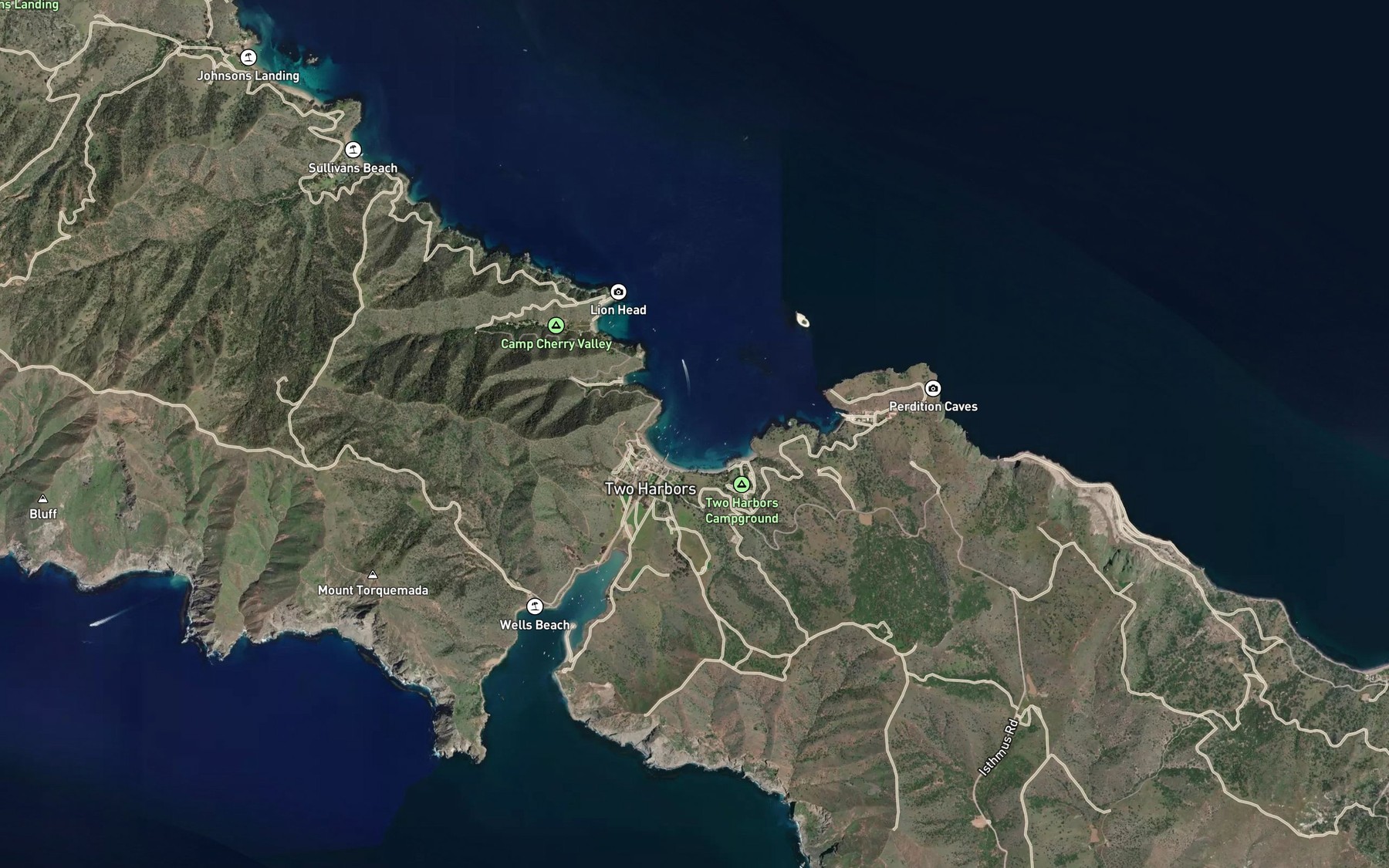 Satellite map of the Isthmus Cove