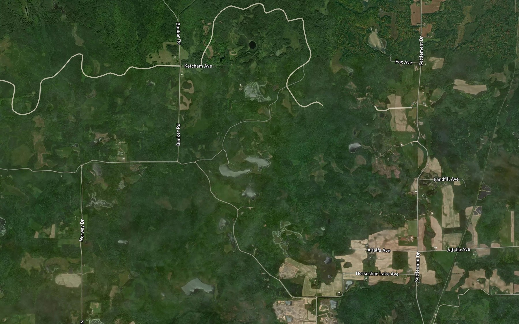 Satellite map of the Clarke Lake