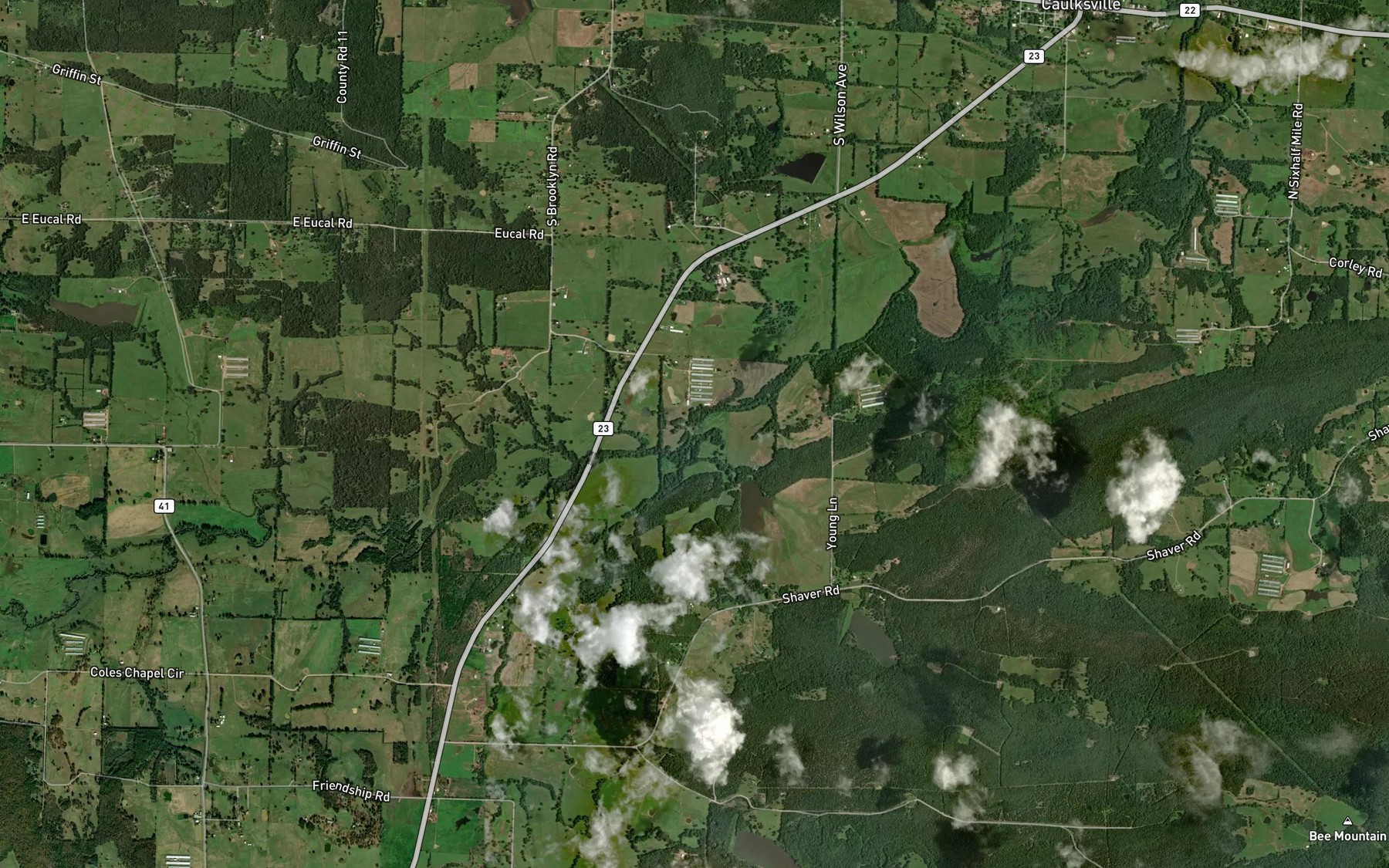 Satellite map of the Dry Fork