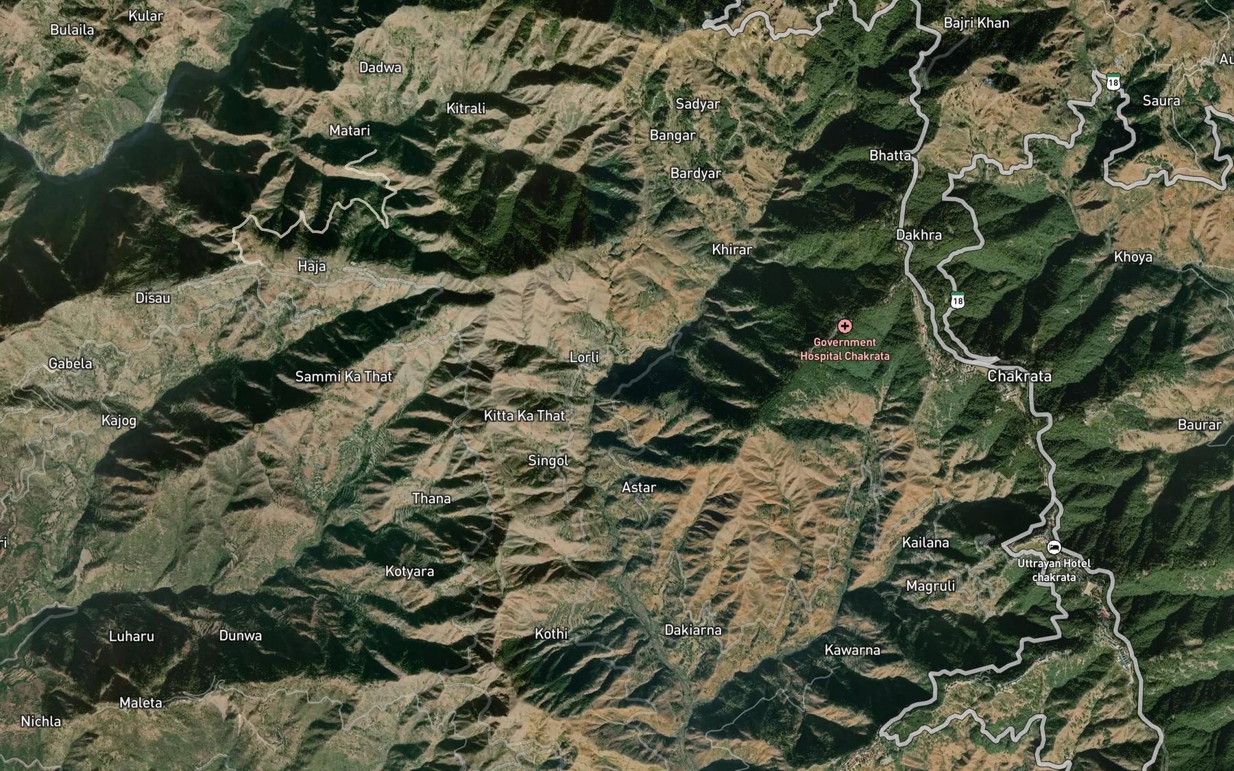 Satellite map of the Bini Gad