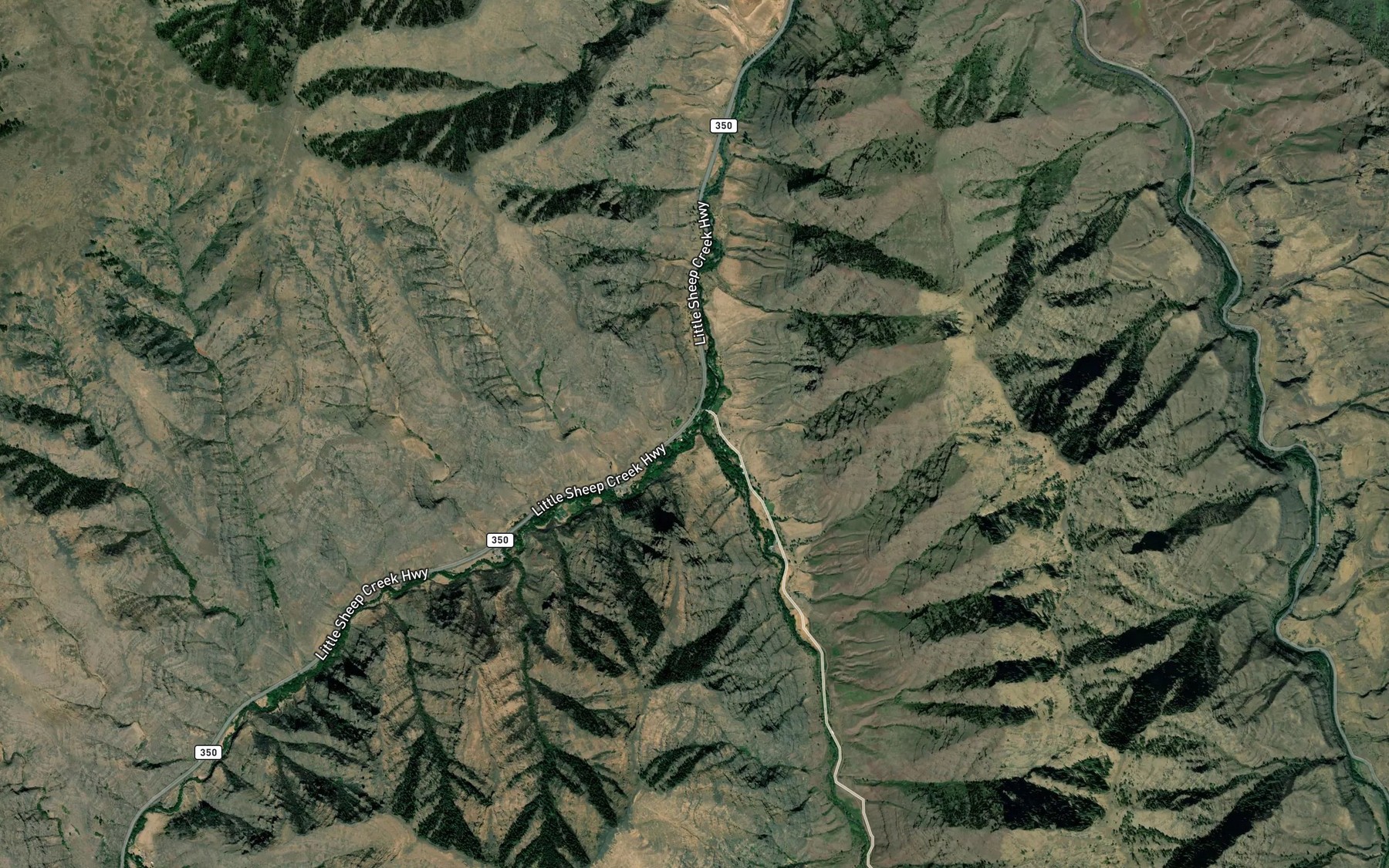 Satellite map of the Little Sheep Creek