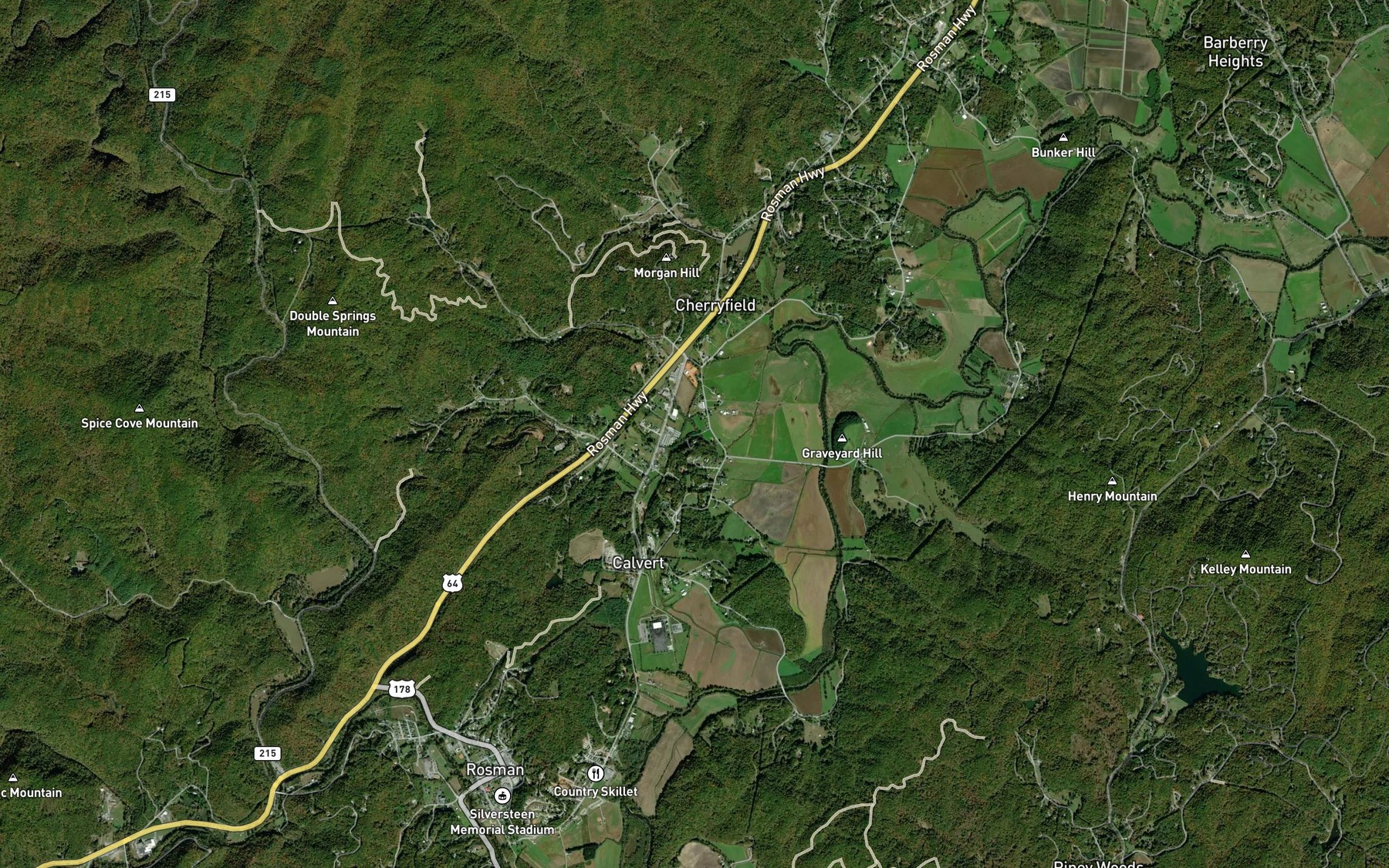 Satellite map of the Peter Weaver Creek