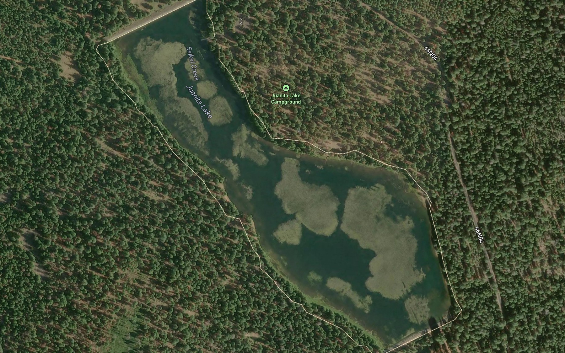 Satellite map of the Juanita Lake