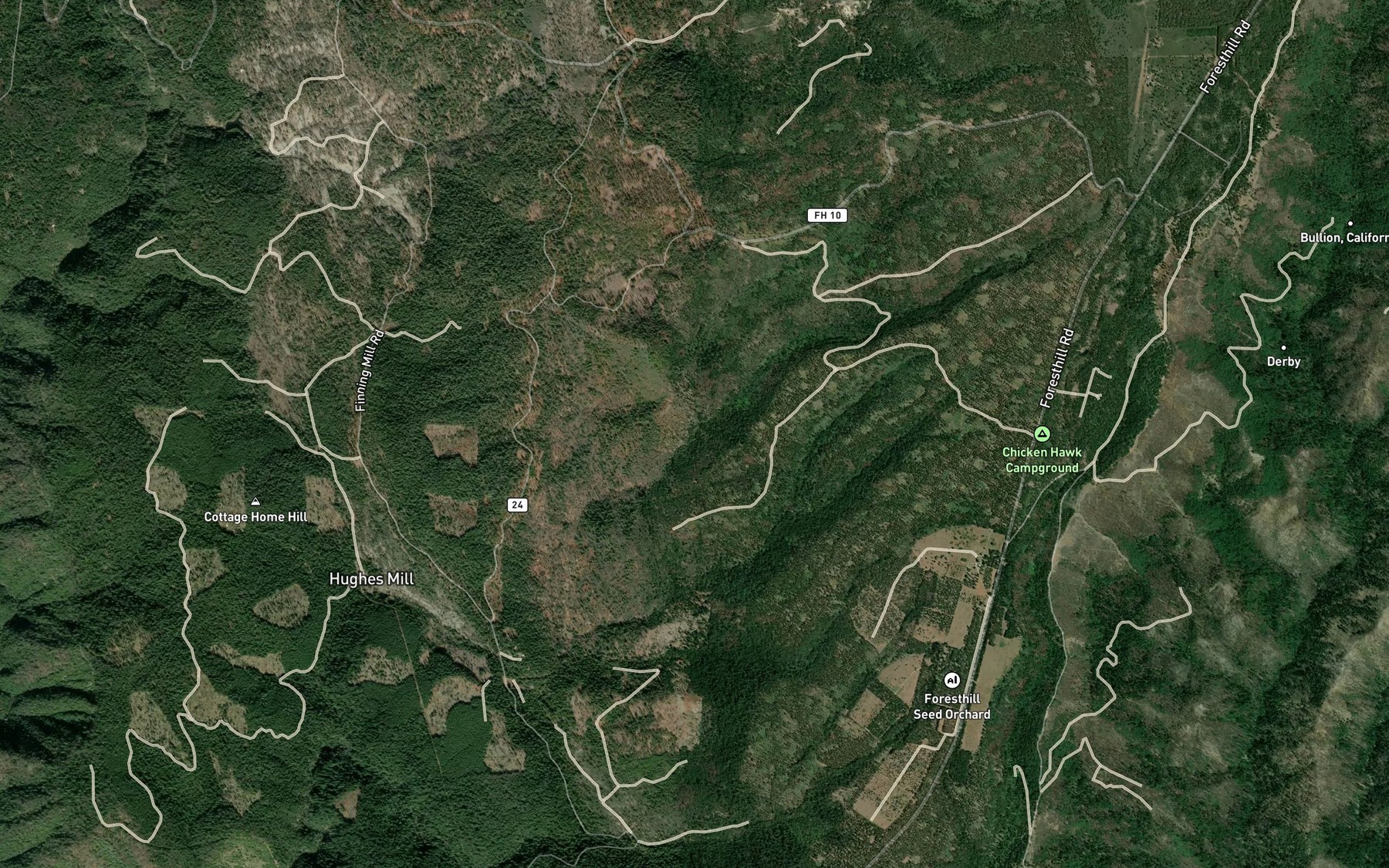 Satellite map of the Mountain Chief Creek