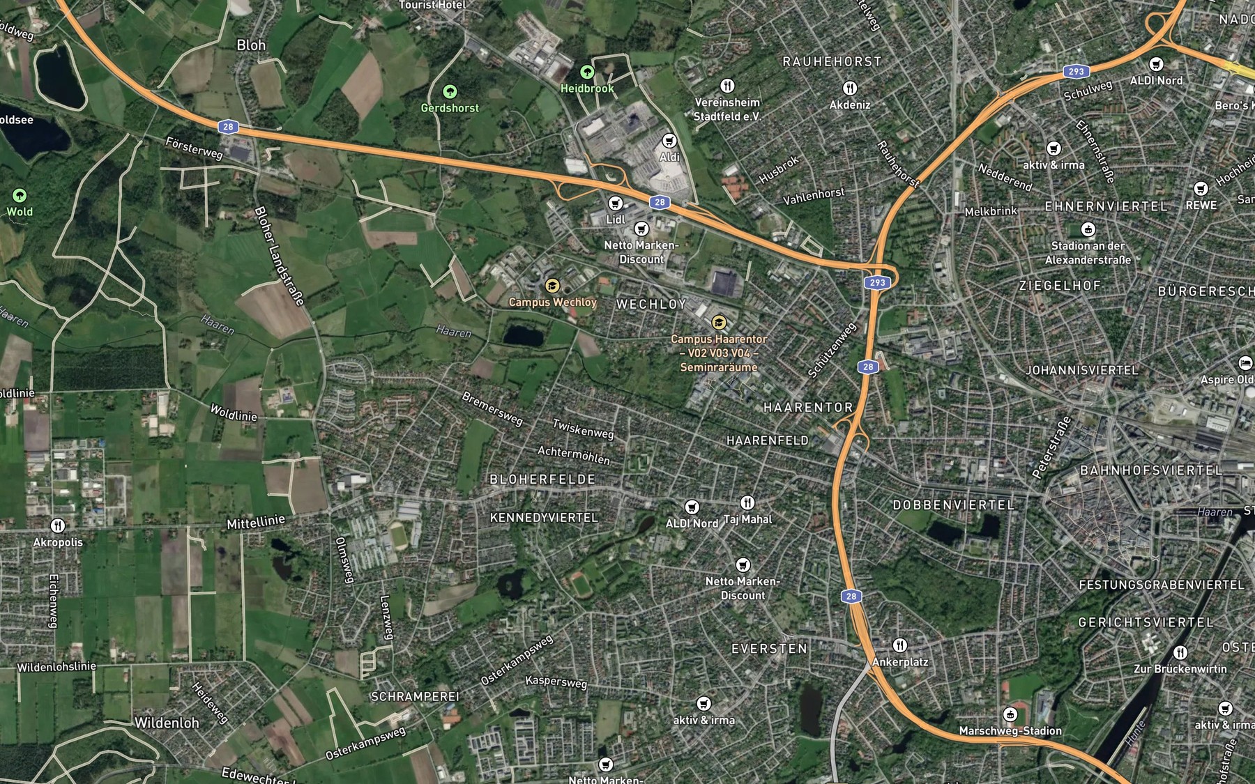 Satellite map of the Haaren-Bach