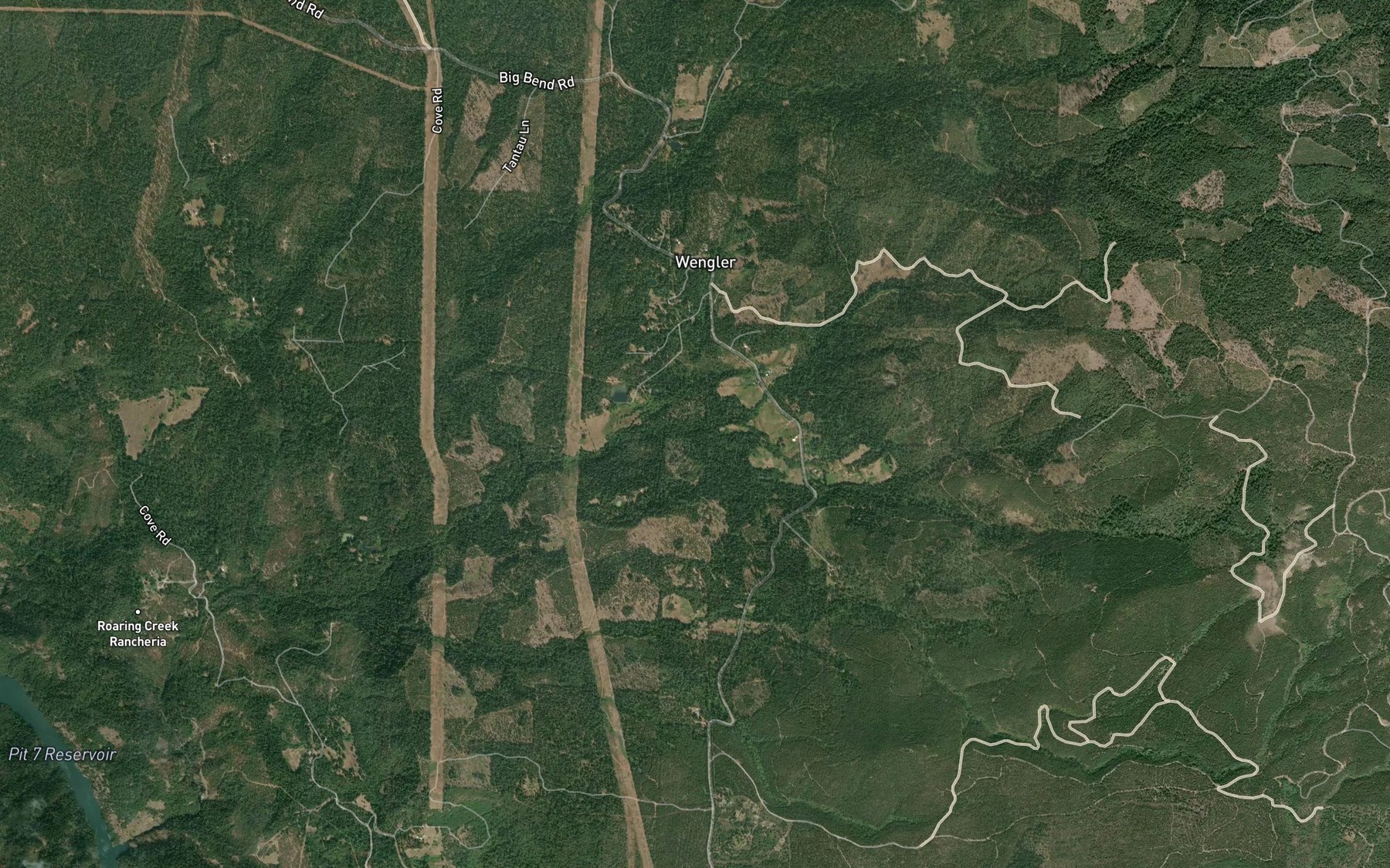 Satellite map of the Butter Creek