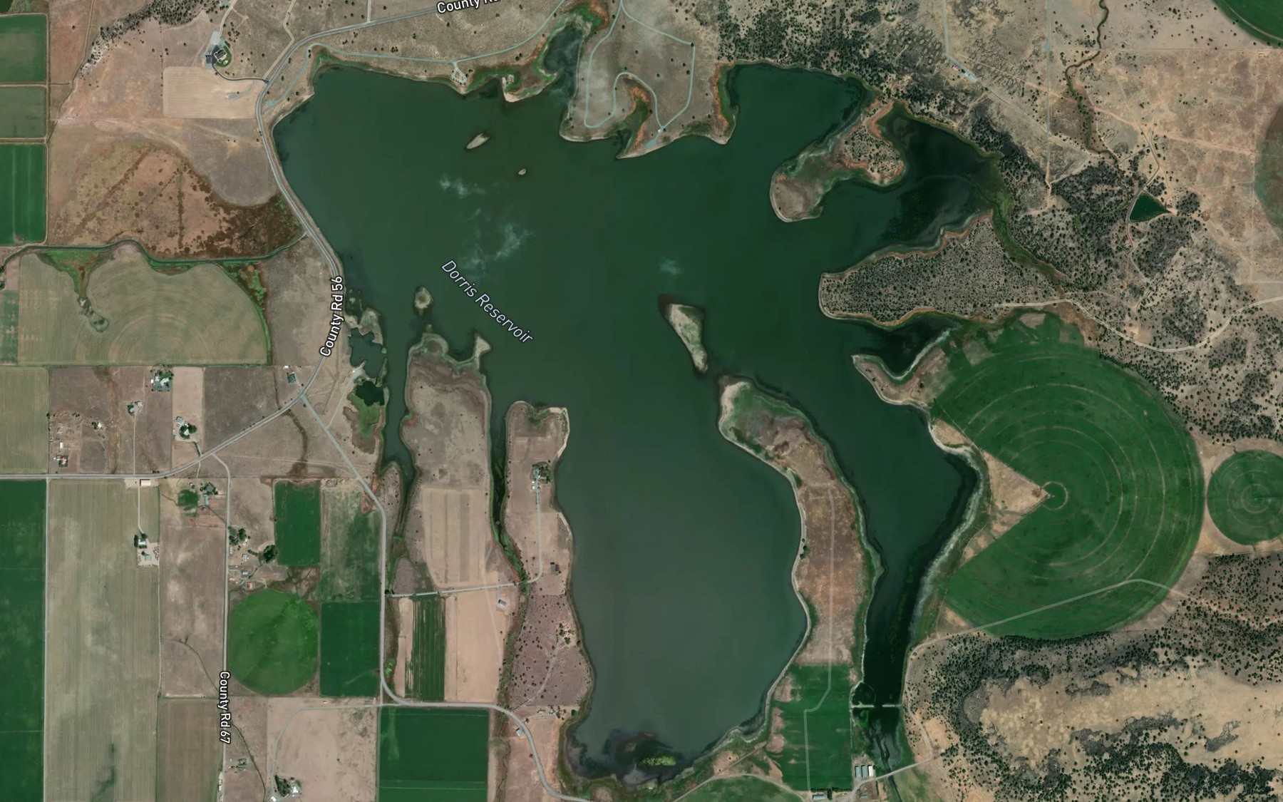 Satellite map of the Dorris Reservoir