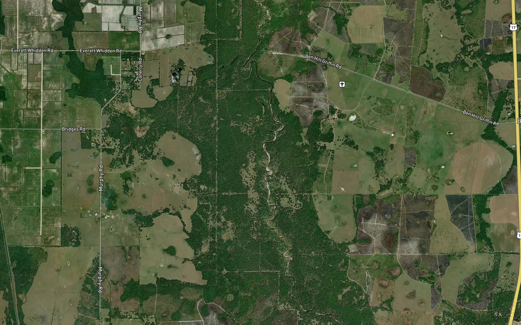 Satellite map of the Oak Creek