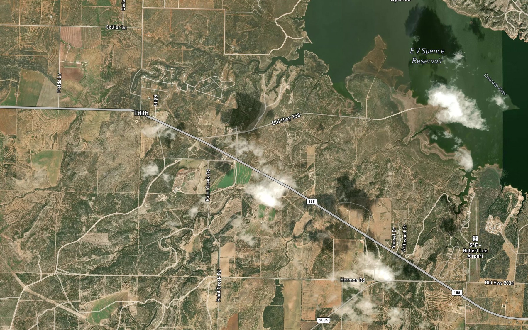 Satellite map of the Paint Creek