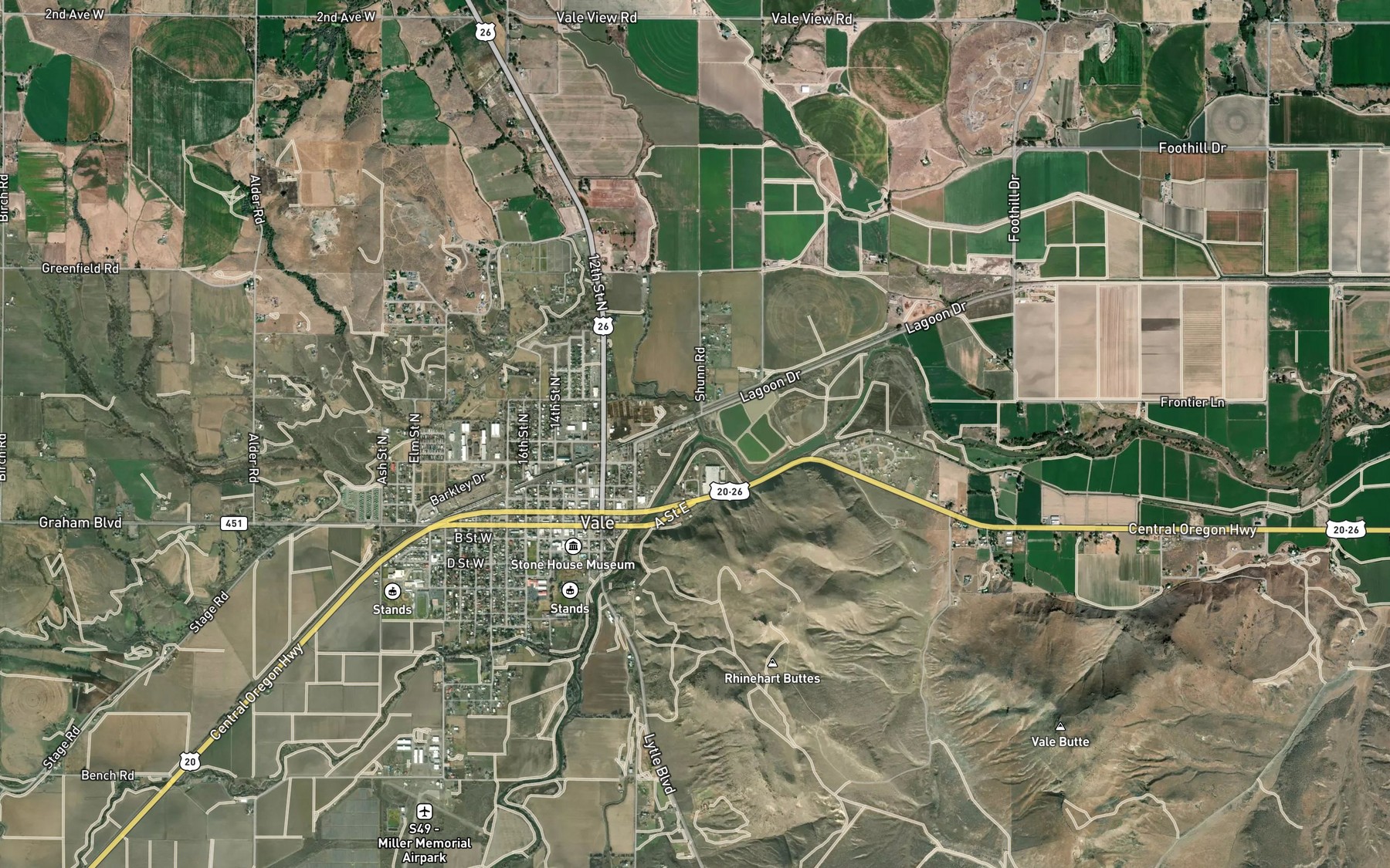 Satellite map of the Willow Creek