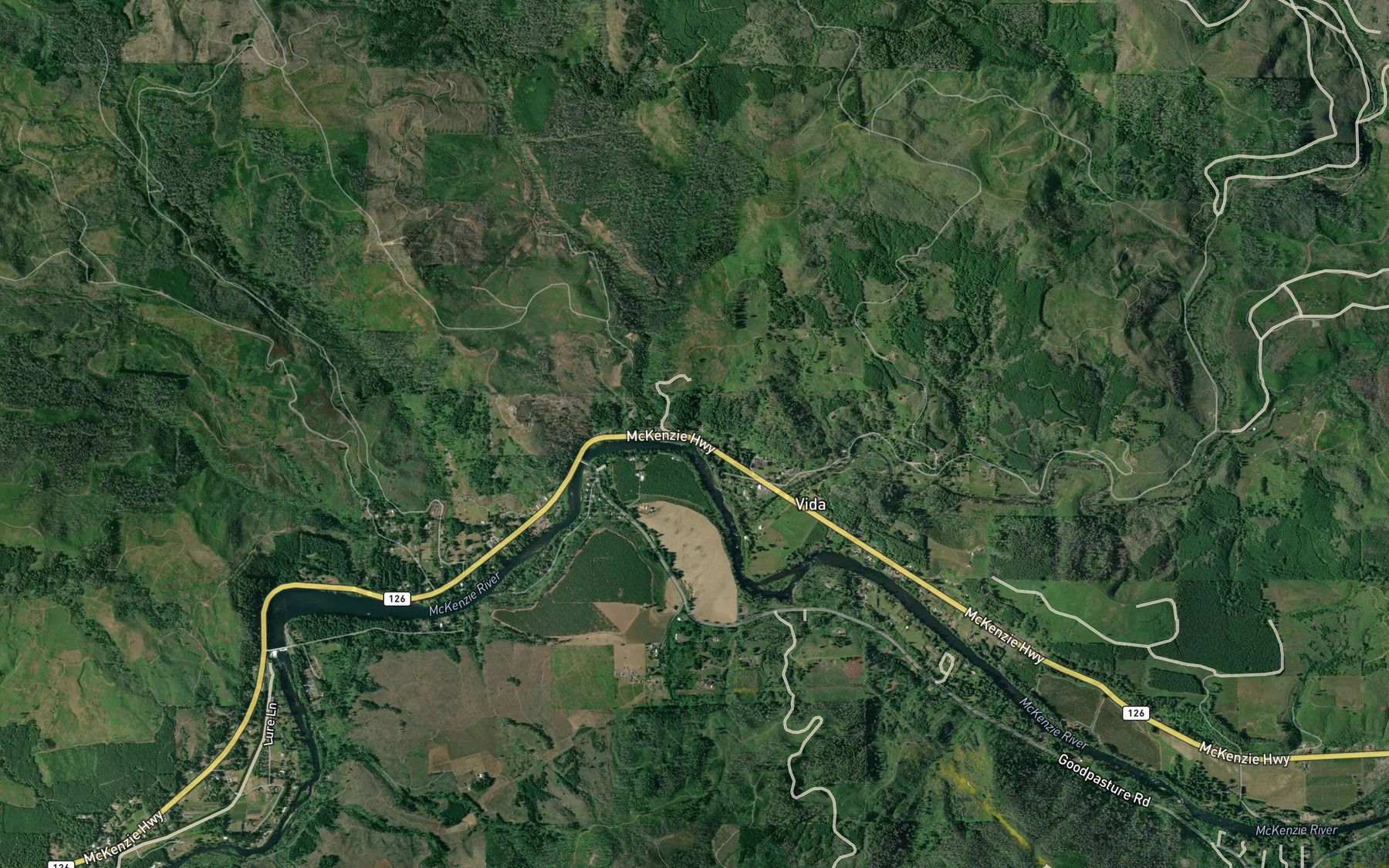 Satellite map of the Roberts Creek