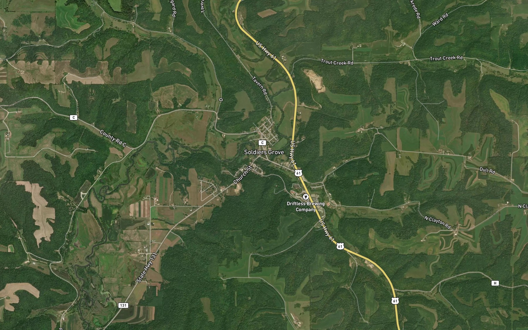 Satellite map of the Baker Creek
