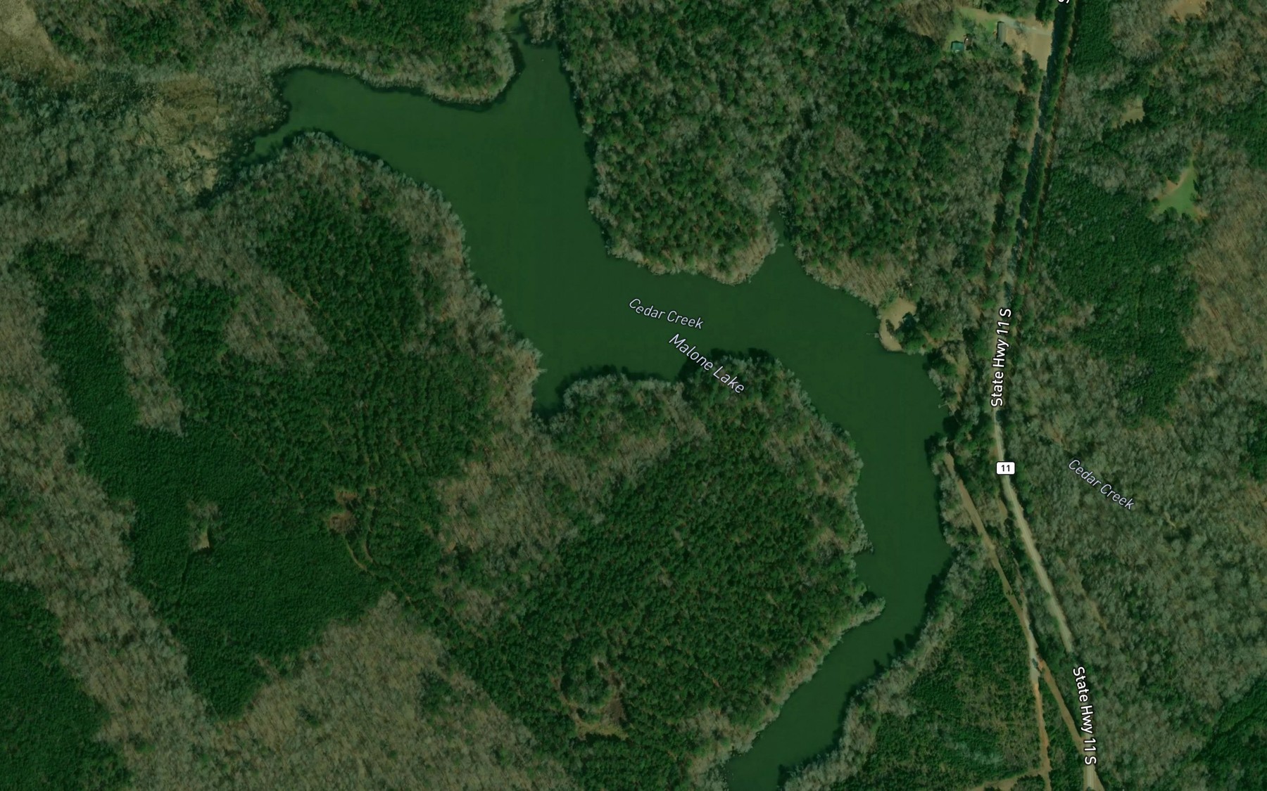 Satellite map of the Malone Lake