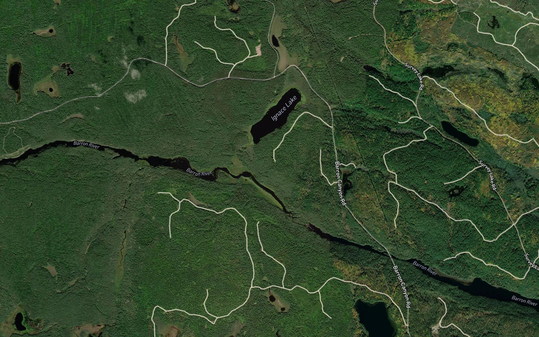 Satellite map of the Ignace Creek