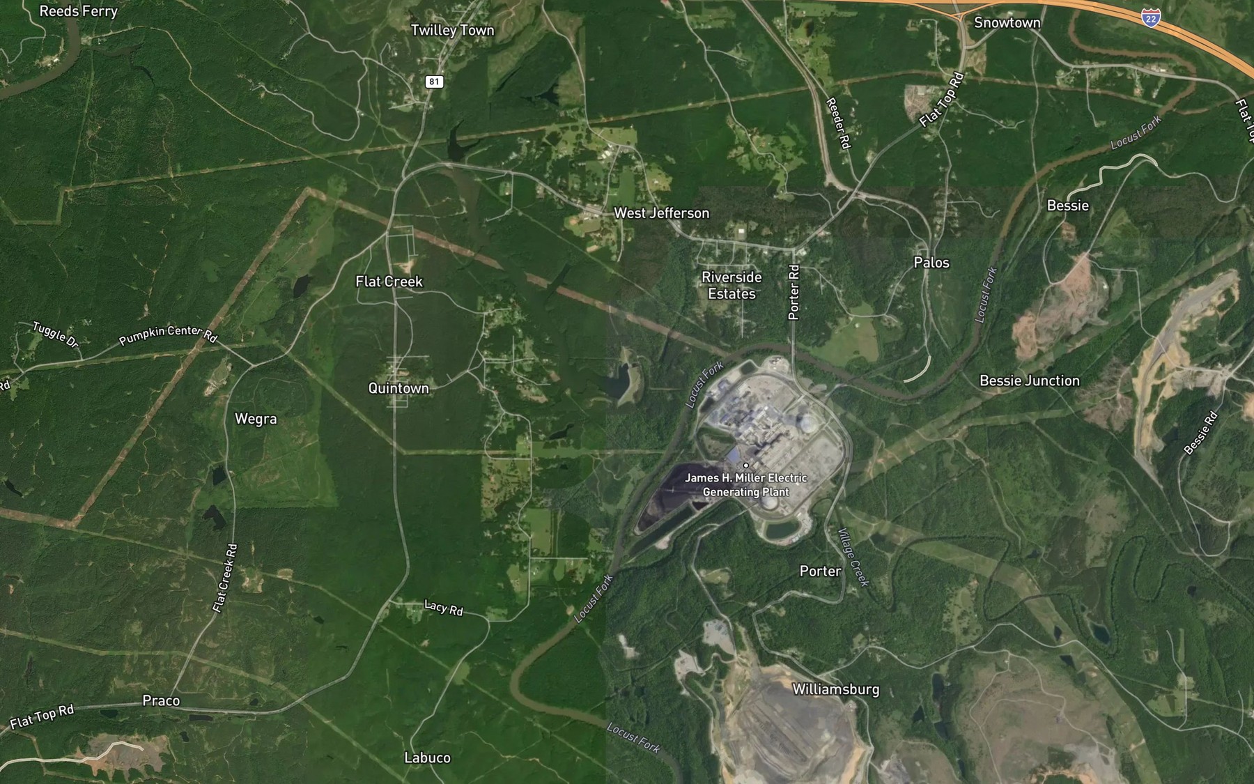Satellite map of the West Jefferson Reservoir