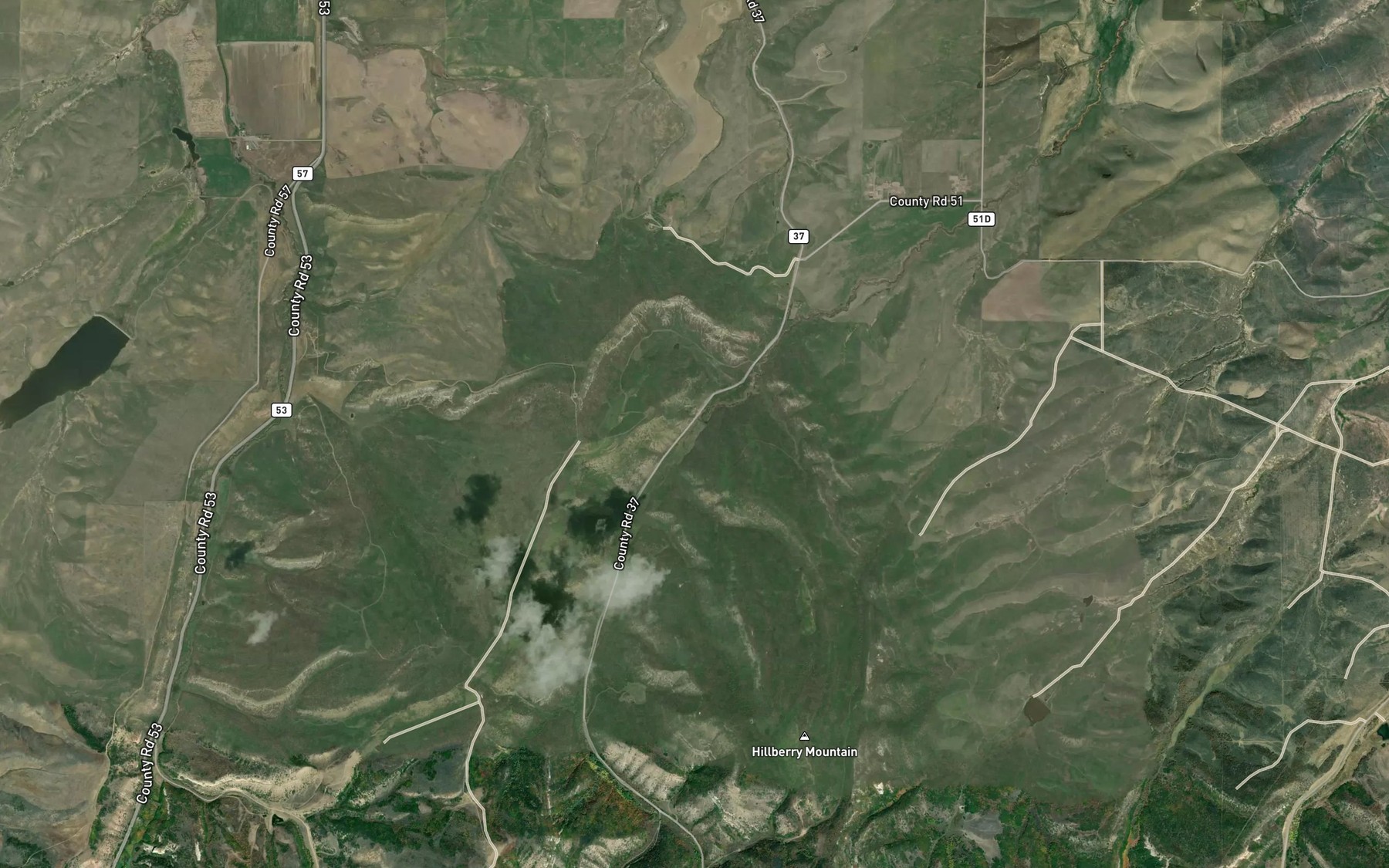 Satellite map of the J B Dawson Number One Reservoir