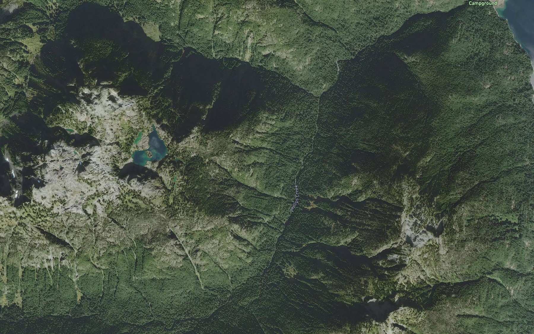 Satellite map of the Greig Creek