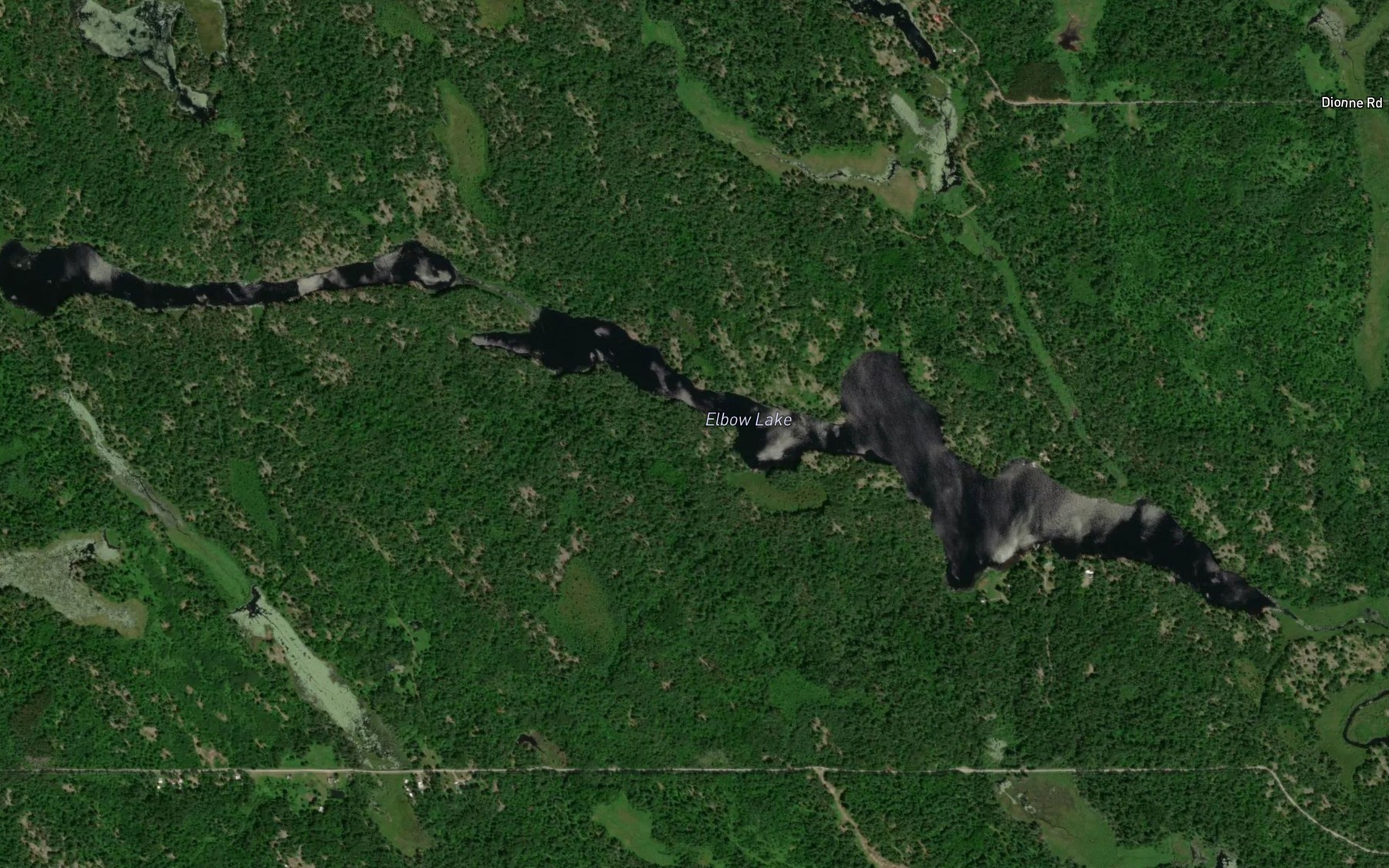 Satellite map of the Elbow Lake