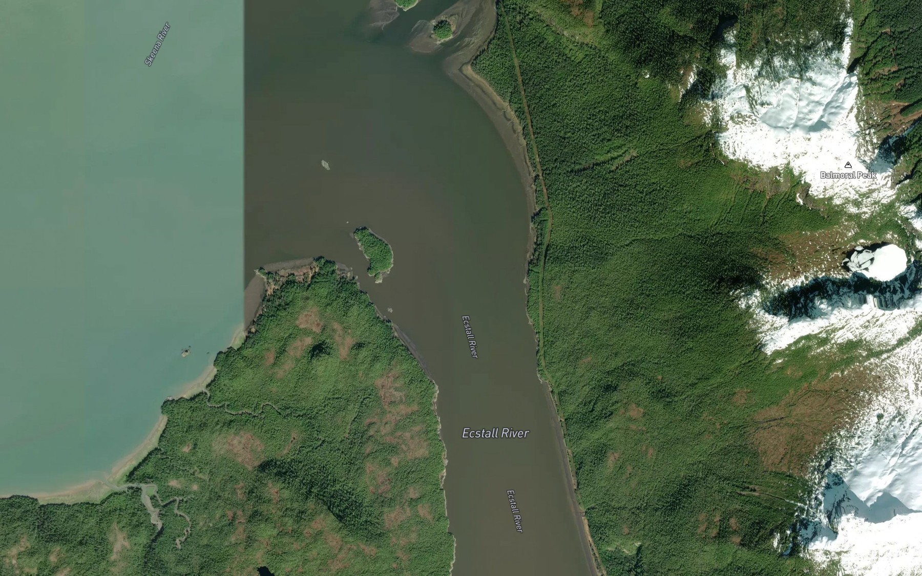 Satellite map of the Ecstall River