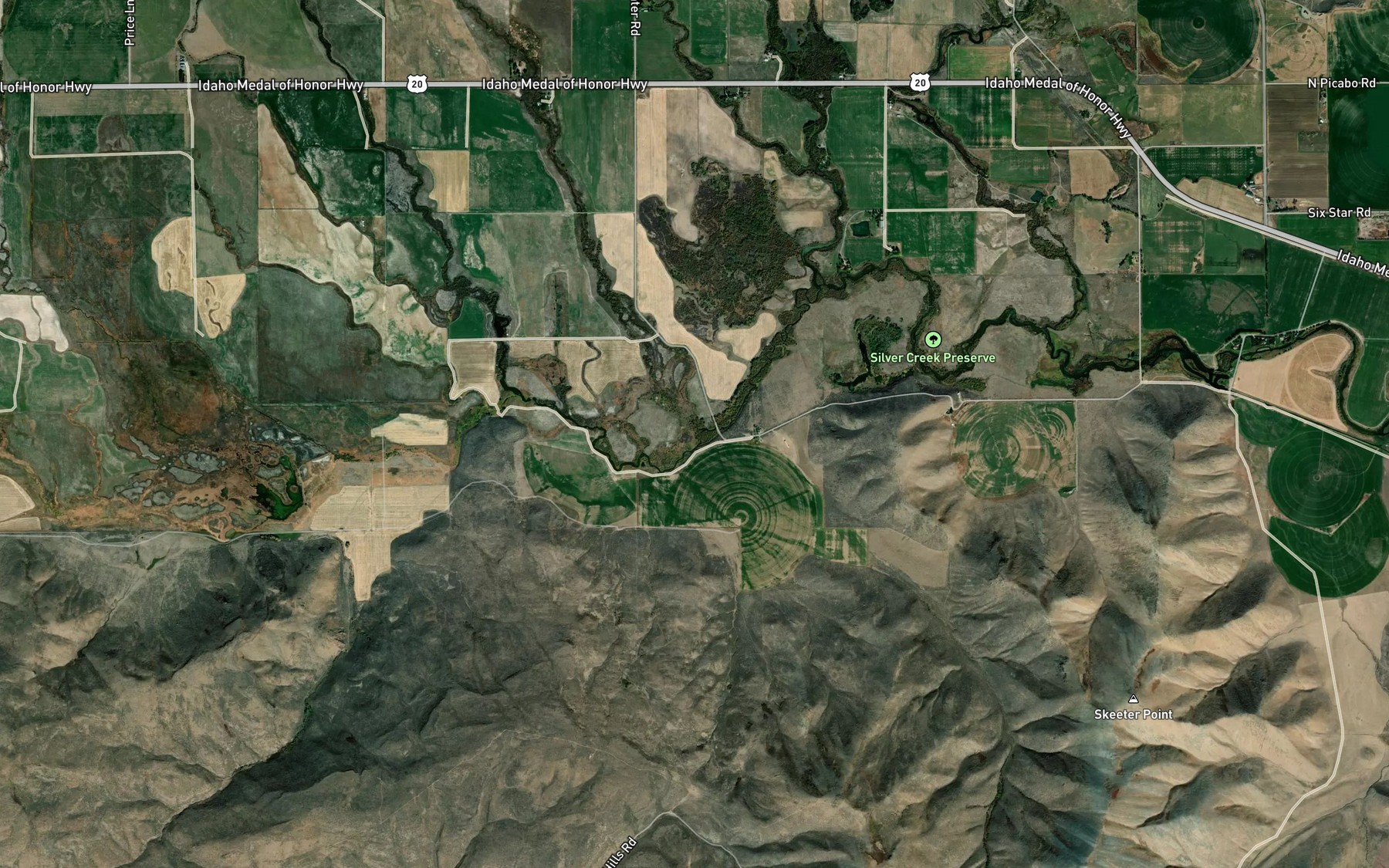 Satellite map of the Mud Creek