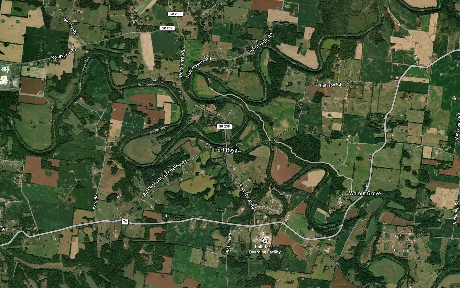 Satellite map of the Sulphur Fork Red River