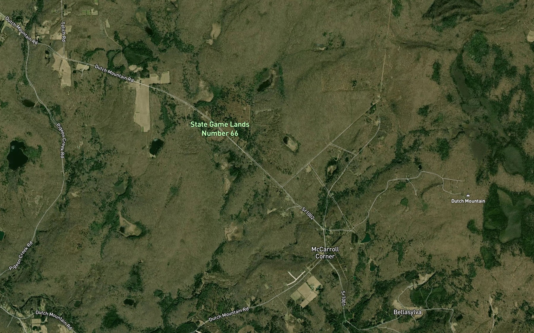 Satellite map of the Pine Marsh Creek