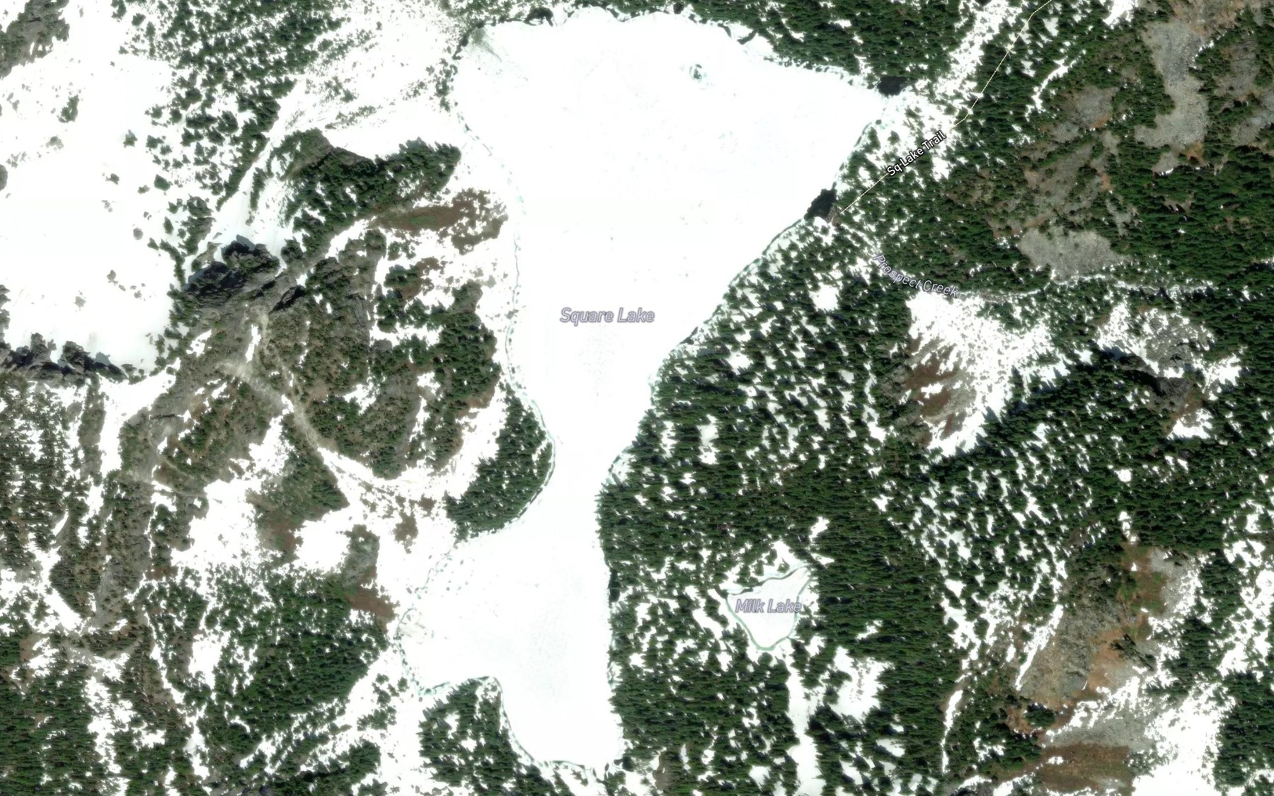 Satellite map of the Square Lake