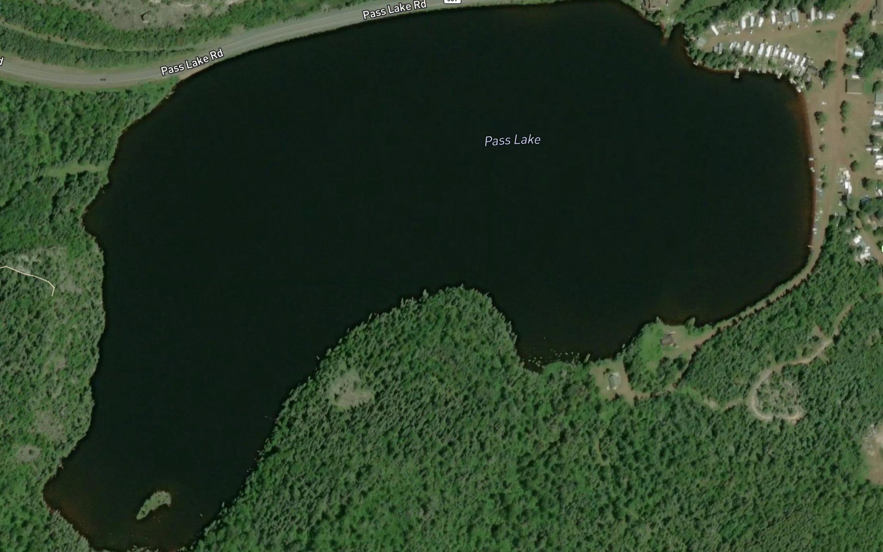 Satellite map of the Pass Lake