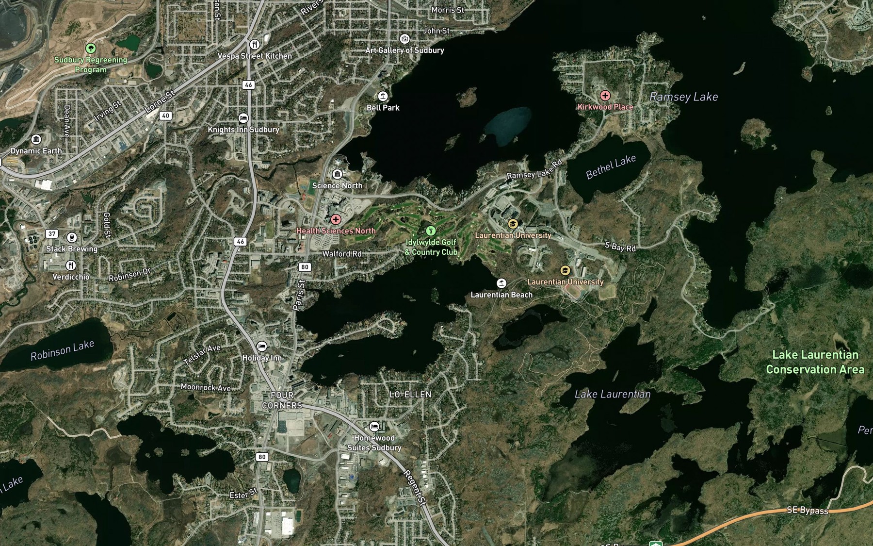 Satellite map of the Nepahwin Lake