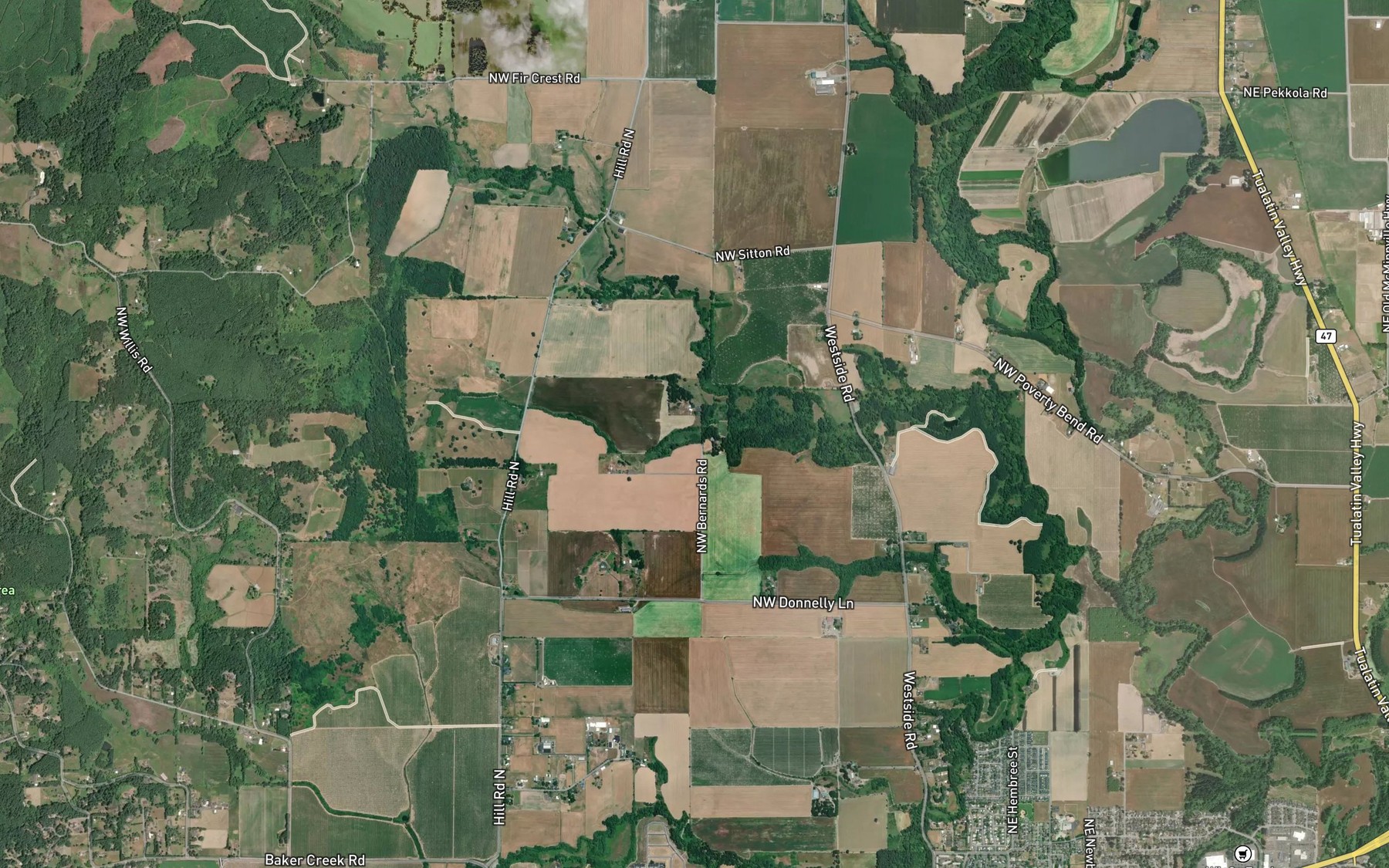 Satellite map of the Gidding Reservoir