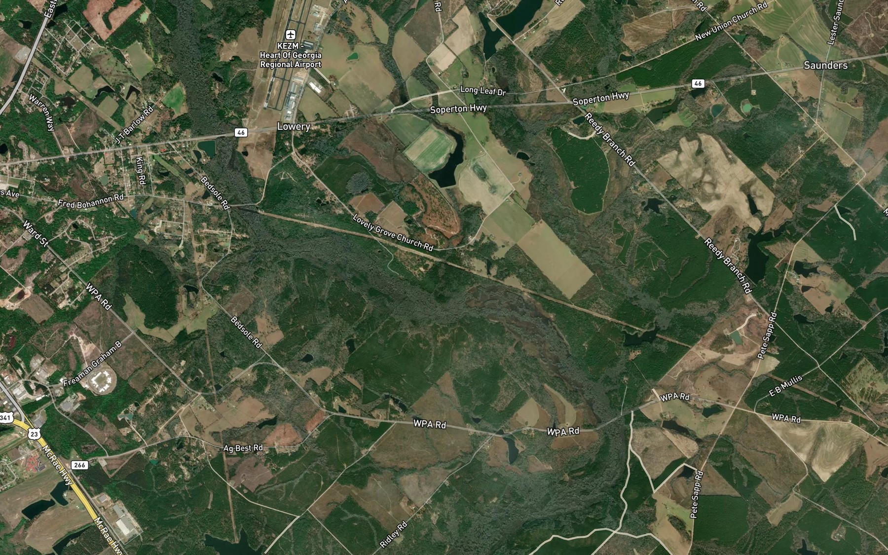 Satellite map of the Granny Branch
