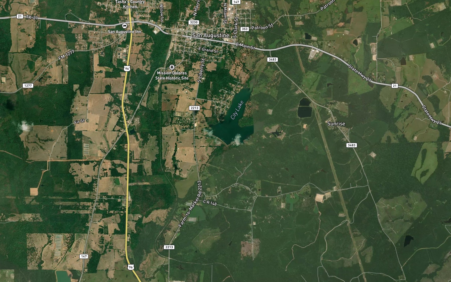 Satellite map of the Caney Creek