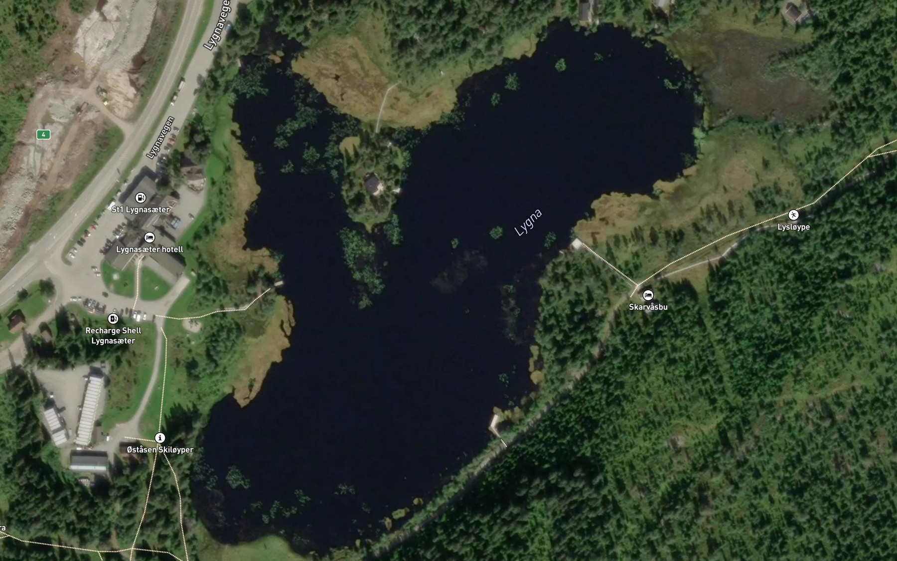 Satellite map of the Lygna